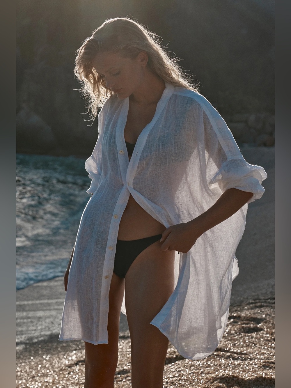 Monday Swimwear Barcelona Tunic White Linen P/S NWT